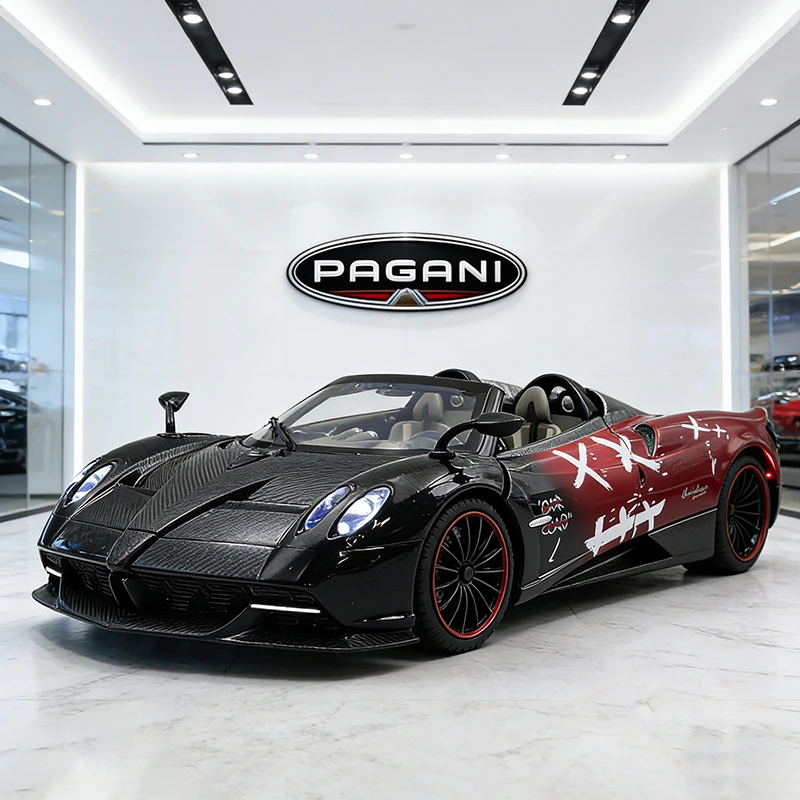 NIEUWE 1:24 Pagani Huayra Roadster Gemodificeerde Auto Legering Model Auto Geluid en Licht Trek kinderen Speelgoed Collectibles verjaardagscadeau