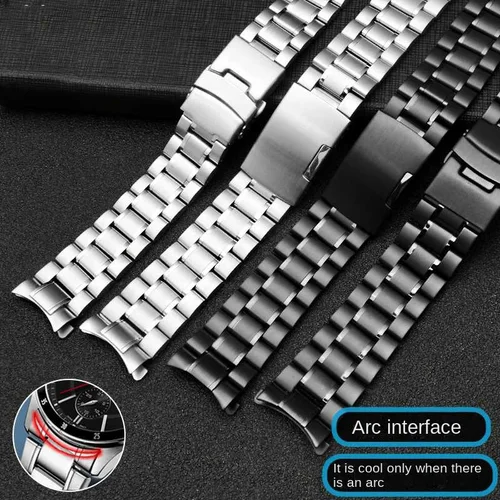 18mm 20mm 22mm 24mm Universal Straps Curved End Solid Stainless Steel Watchband For Seiko Citizen Casio Watch chain  Best5