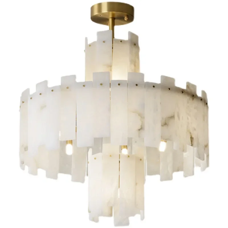 

Modern Minimalist Design Copper LED Marble shade ceiling Chandeliers Lighting Home Decor suspension Lamps for Dining Room