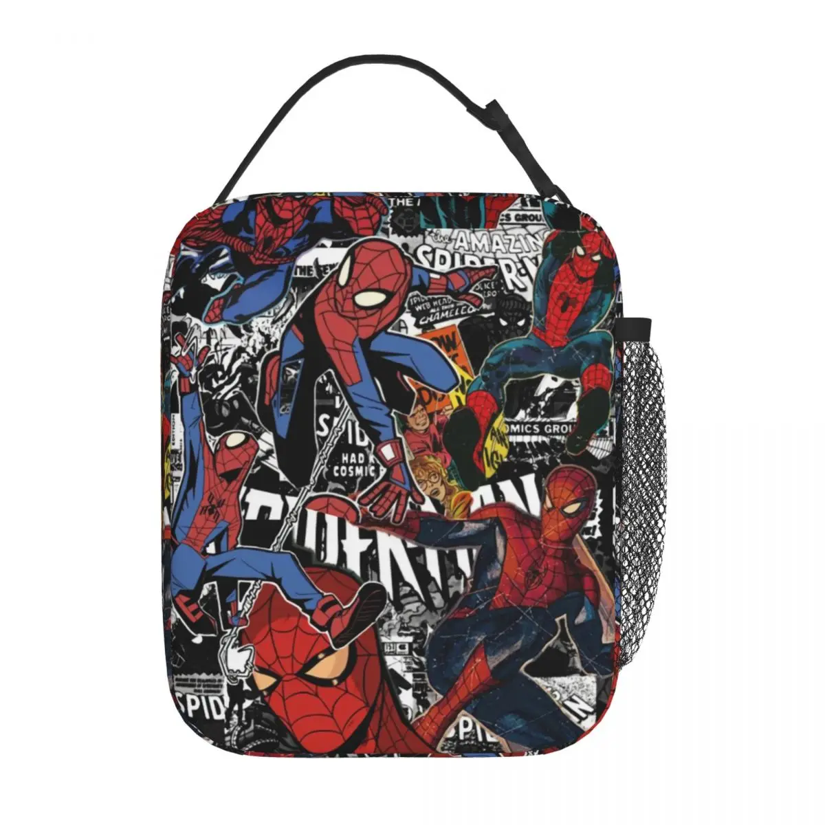 Custom Spider Man Collage Insulated Lunch Bags for School Office Food Portable Thermal Cooler Bento Box Women Kids