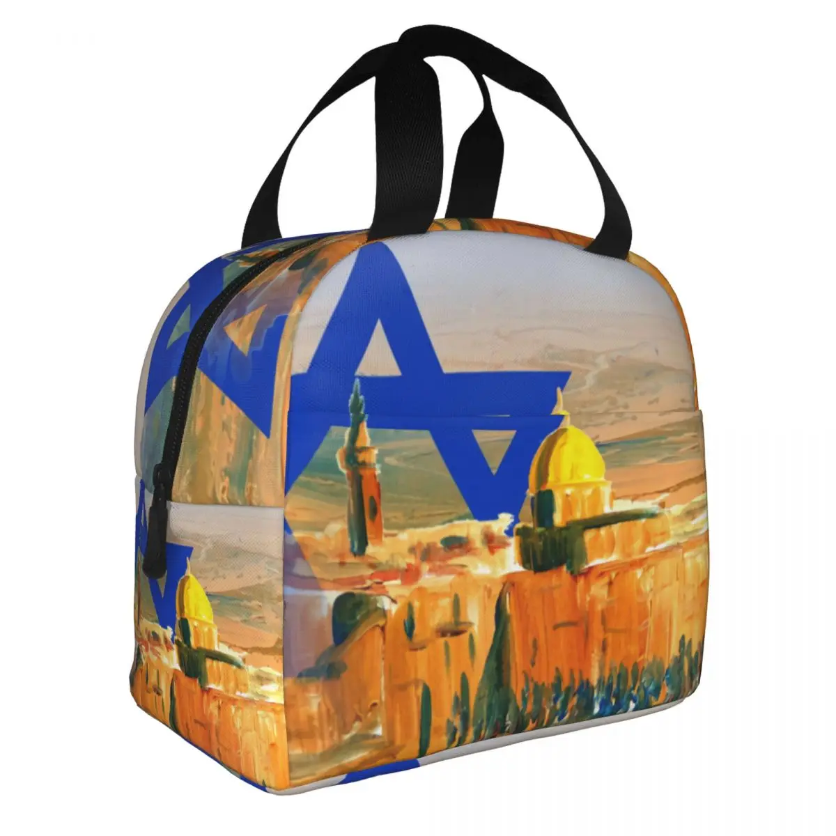 Israel Flag Negev Desert Insulated Lunch Bags for Outdoor Picnic Portable Cooler Thermal Lunch Box