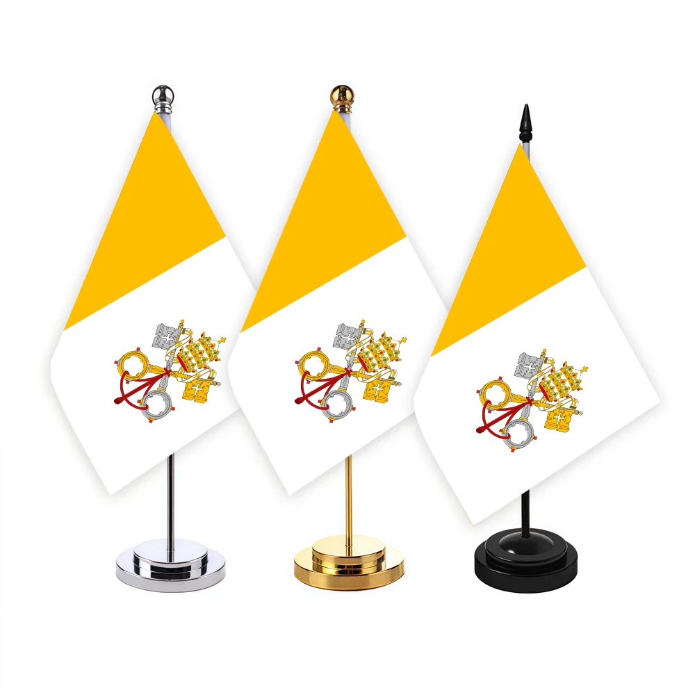 CYPOMELO office desk flag Vatican Cityflag 14x21cm Vatican Citydesktop small decoration flag including flagpole