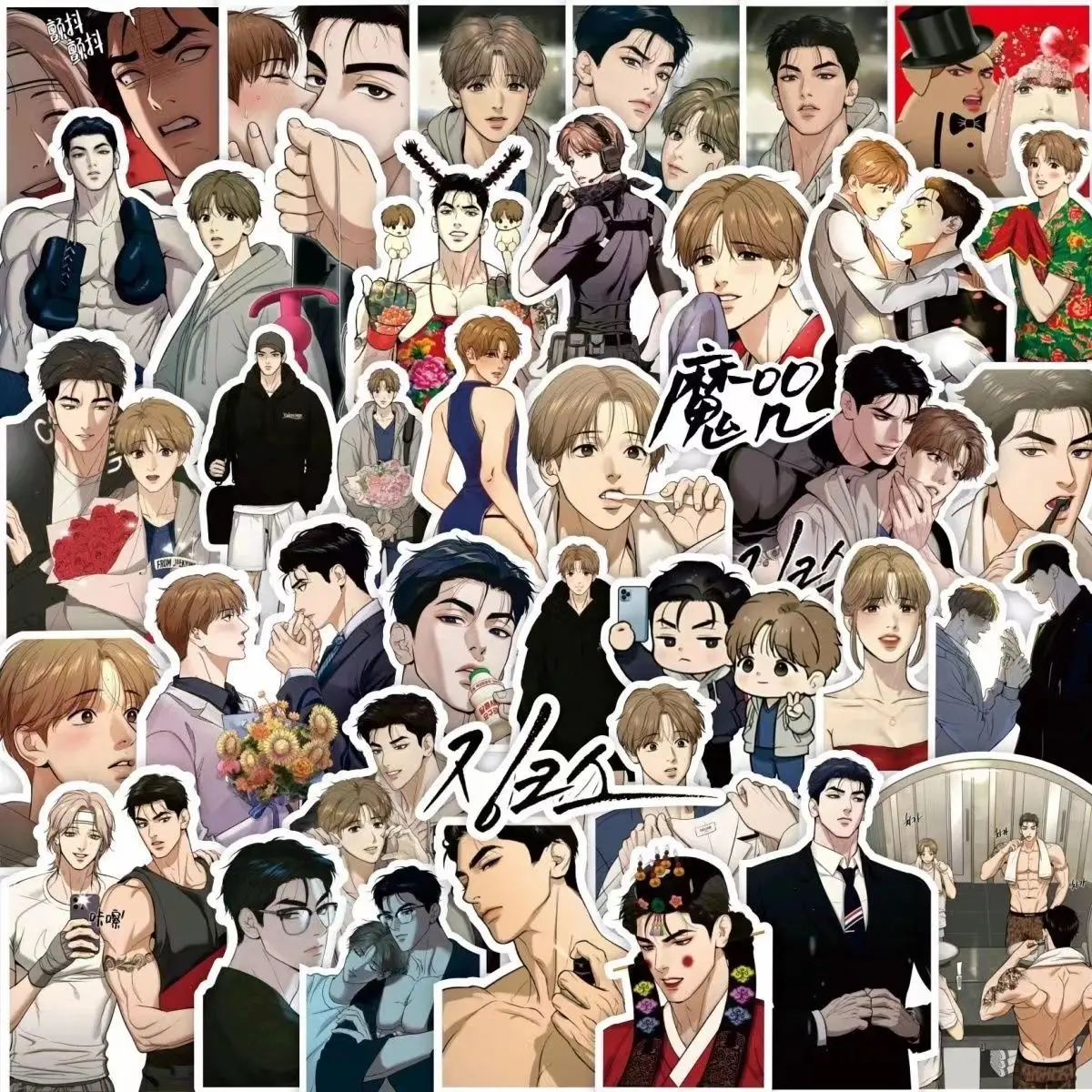 130Pcs/Set Korean Double Male Comics 징크스/Jinx Dan Kim/ Jaekyung Joo Anthropomorphic Waterproof Sticker Free Shipping