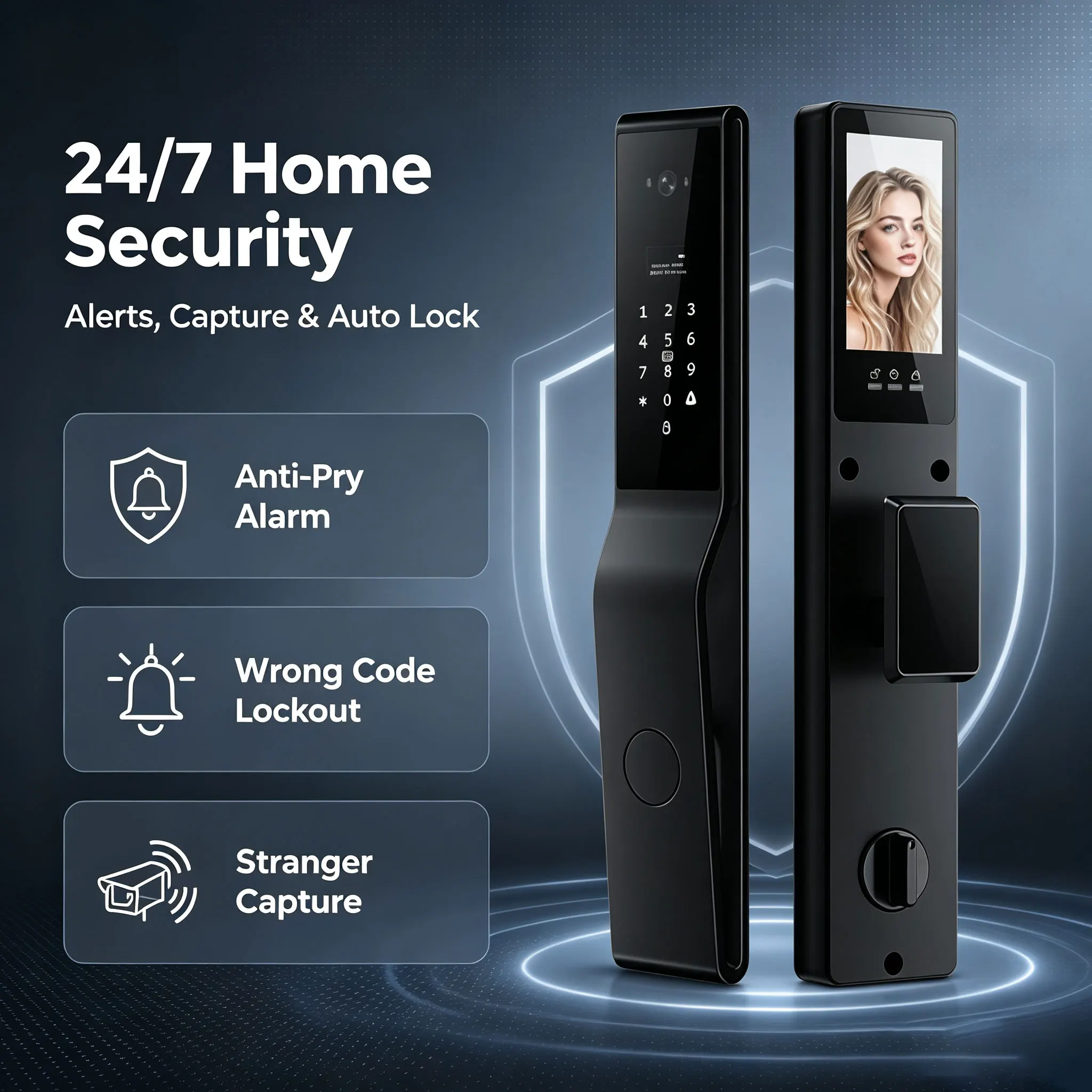 Glomarket Tuya Intelligente Face Recognition Biometric Digital Combination Finger Print Password Keyless Entry Smart Door Lock