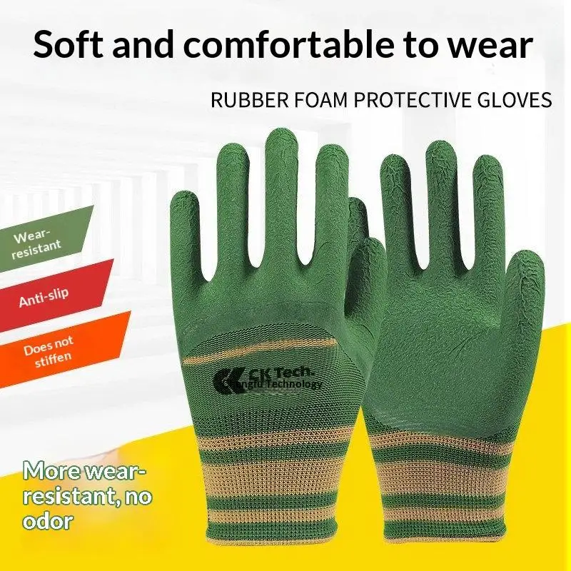 Thorn Proof Rubber Palm Coated Work Gloves Waterproof Durable Gloves for Farming Construction Garden