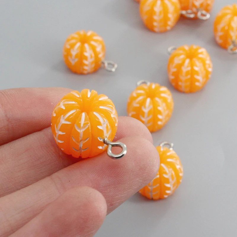 10pcs/pack 3D Small Tangerine Resin Fruit Charms Cute Earring Bracelet Hair Accessory Mini Pendants Diy Jewelry Making