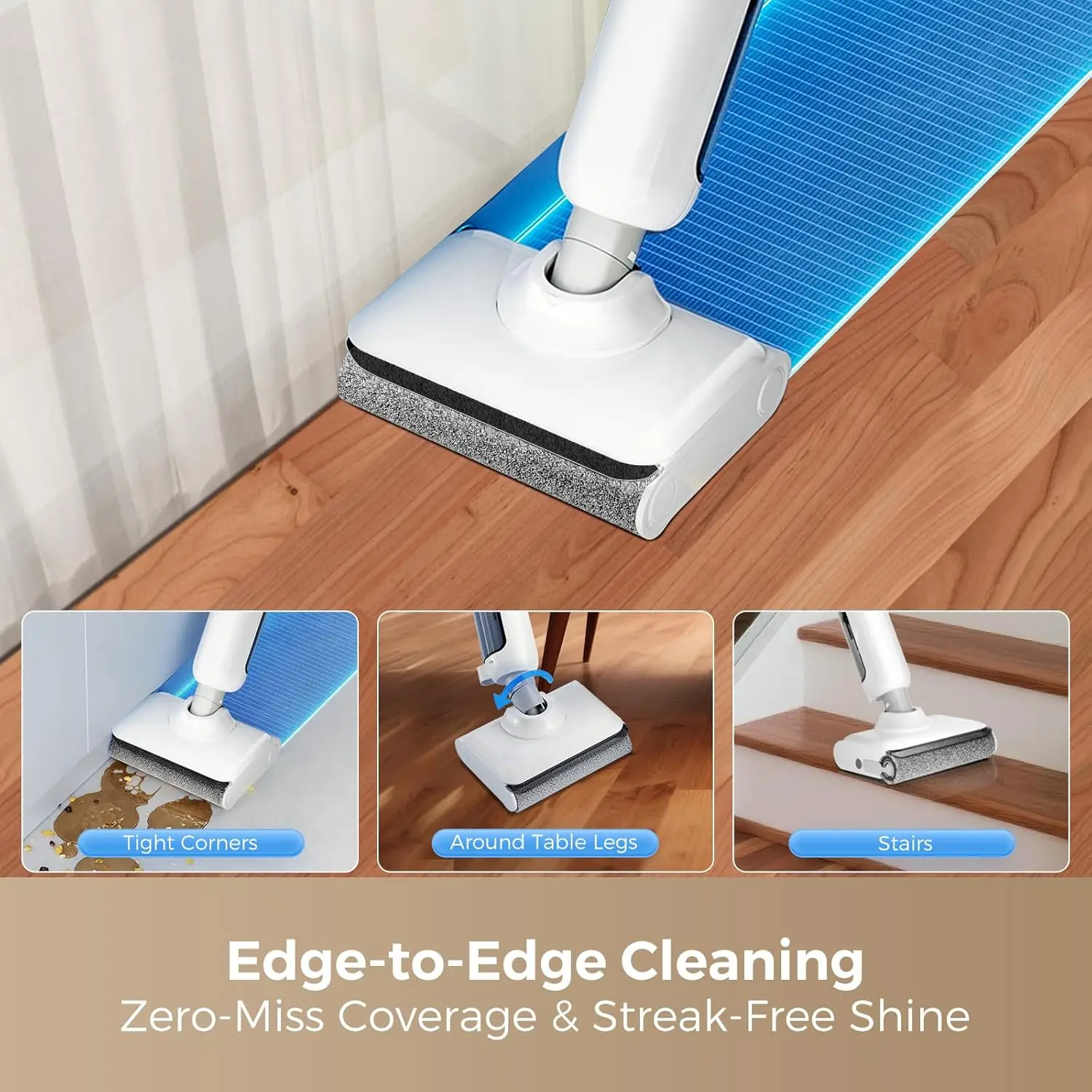 مكنسة كهربائية رطبة وجافة، 180 ° ممسحة مكنسة كهربائية مسطحة الكل في واحد مع تنظيف ذاتي تلقائي، آلة تنظيف الأرضيات الذكية للأرضيات الصلبة، #3