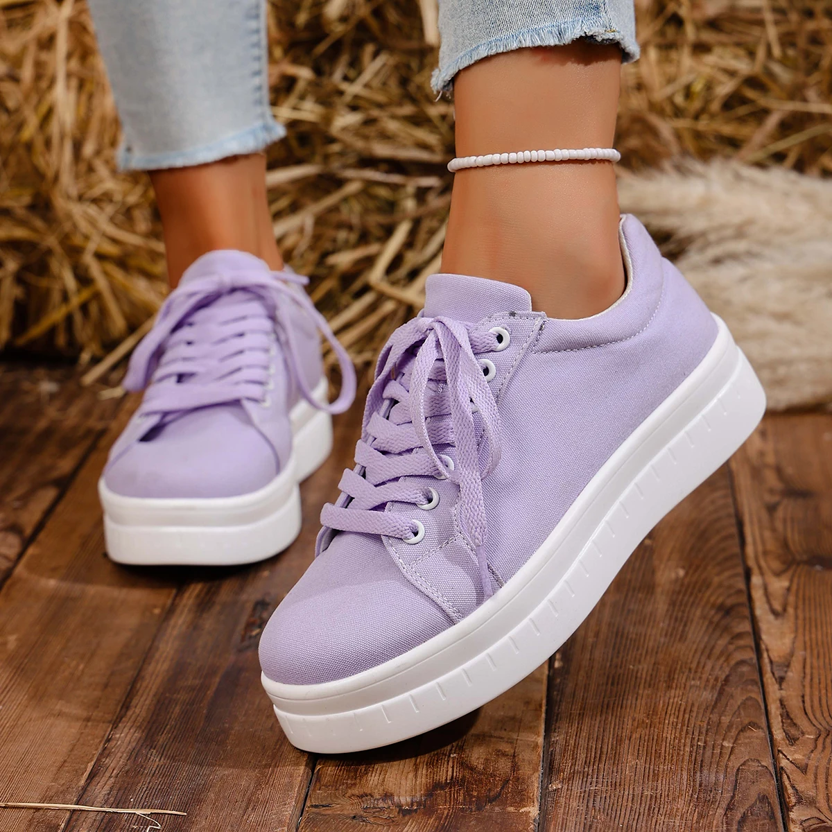 Damenmode, lässige, vulkanisierte Schuhe, Damen-Outdoor-Wanderschuhe, atmungsaktive Damen-Sneakers mit Keilabsatz, Zapatillas Mujer. – Detail 3