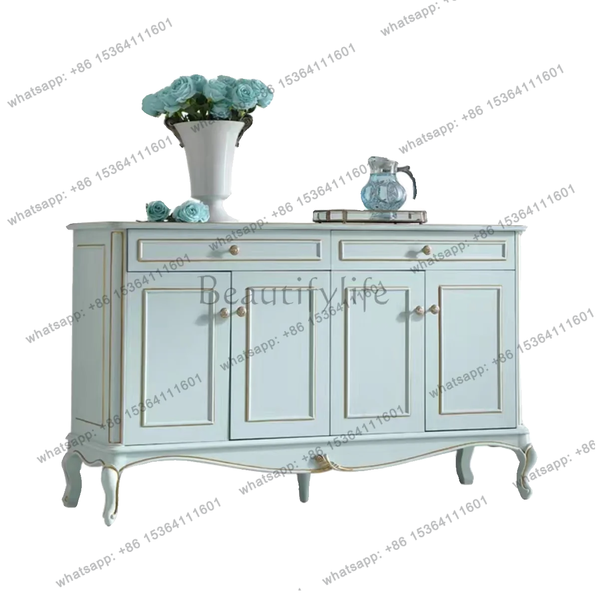 

French palace light luxury solid wood dining side locker simple living room decorative chest cabinet