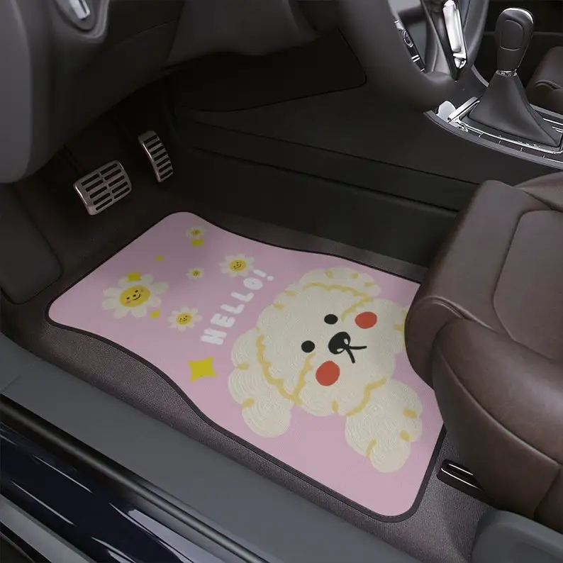 

Kawaii Pink Car Floor Mat, Aesthetic Flower Y2K Car Floor Mat, Cute Dog Lover Car Decor, Gift for New Drivers, GIrly Pink Car De