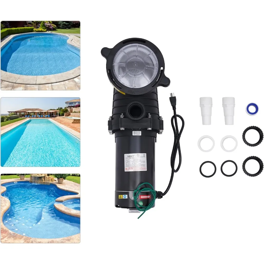 

Pool Pump1500W Above Ground Pool Pump with Strainer Pure Copper Motor 6815GPH Powerful Selfpriming for Swimming Pools and Spas