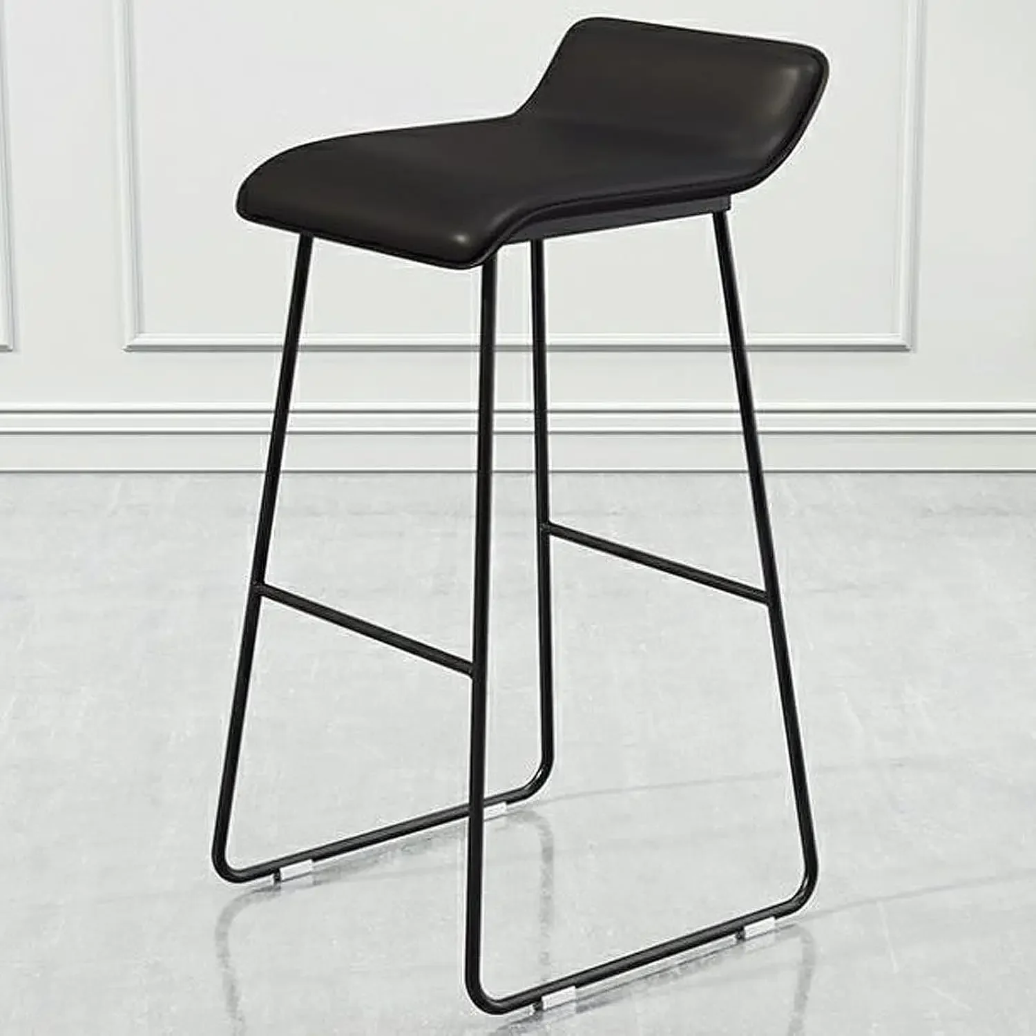 Bar Stools Industrial PU Leather Bar Height Stool Chairs with Back and Footrest for Pub Coffee Home Dinning Kitchen Island (Supp
