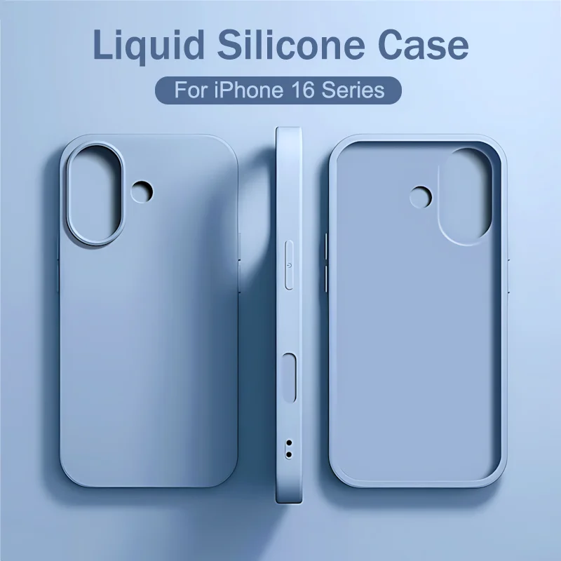 Liquid Silicone For iPhone 16 Pro Max Case For Apple iPhone 15 14 13 Plus Mini Phone Protector Shockproof Full Cover Accessory