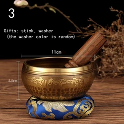 3inch Buddha Mantra Design Tibetan Nepal Handmade Singing Bowls Set Tibetan Bowl with Leather stick for Yoga Chanting Meditation