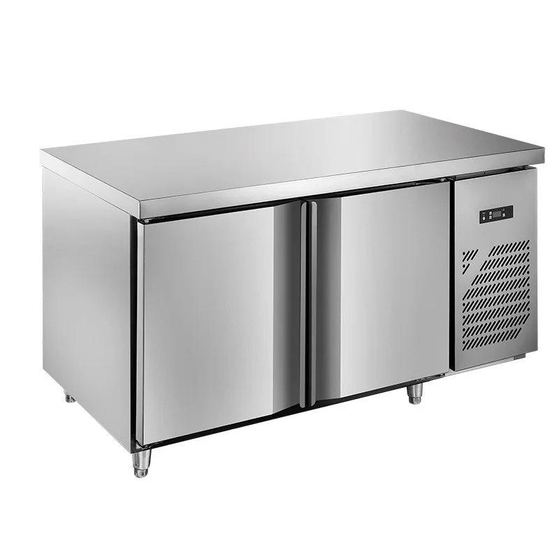Commercial Counter Stainless Steel Fan Cooling Freezer Workbench Automatic Defrost Two Door Food Prep Kitchen Restaurant Table