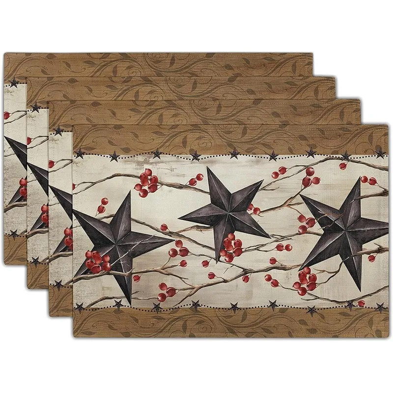 Vintage Wilderness Placemats Rustic Forest Animal Table Decor Non-Slip Heat Resistant Tableware Pad Camping Decor Dinner Mat