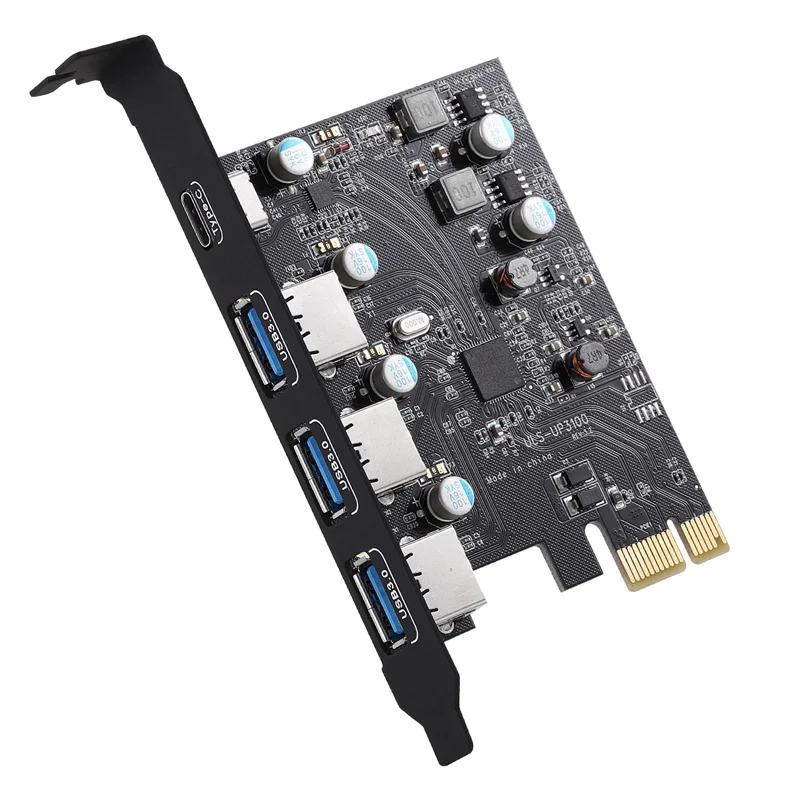 PCI-E to USB 3.0 Card Type C(1) USB A(3 ) Without Additional Power Supply PCI Express Expansion Card for Windows Mac Pro