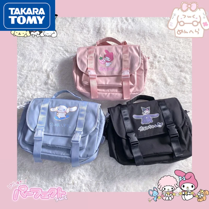 

TAKARA TOMY 2022 Hello Kitty Student Anti-splashing Large-capacity Nylon Shoulder Bag Boys and Girls Casual Shoulder Handbag