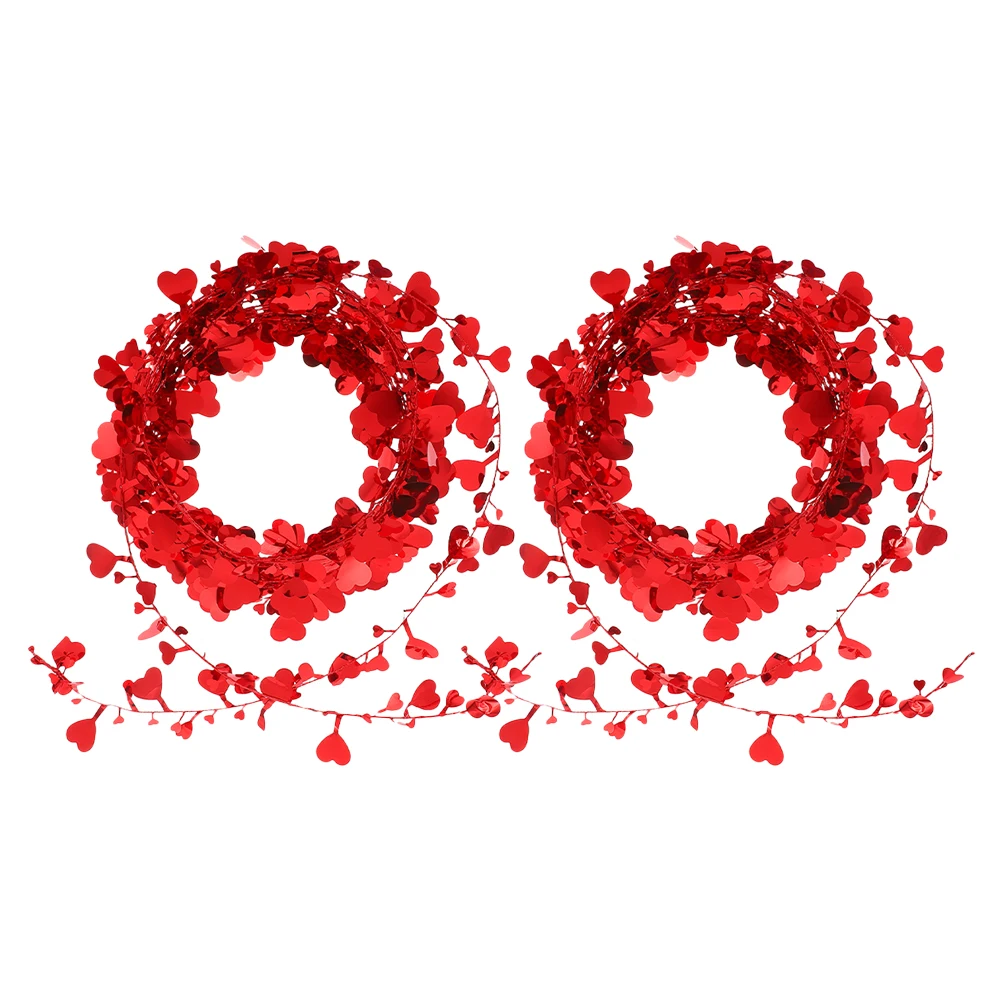 

2pcs Heart Shaped Garland 7 5m Wreath Valentine Decor Wedding Room Atmosphere Heart Ornament Indoors