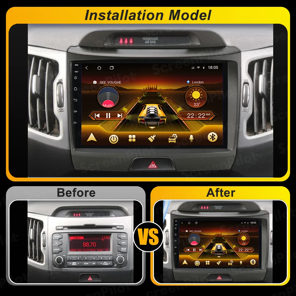 For KIA Sportage 3 2010 2011 2012 -2015 2016 Android 16 Car Radio Stereo Multimedia Player Navigation 2din Carplay GPS 8 Core
