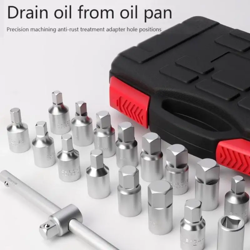 

P9FB Heavy Duty 18pc Mechanics Tool Set Corrosion Resistant Socket Ergonomic Design Storage Box