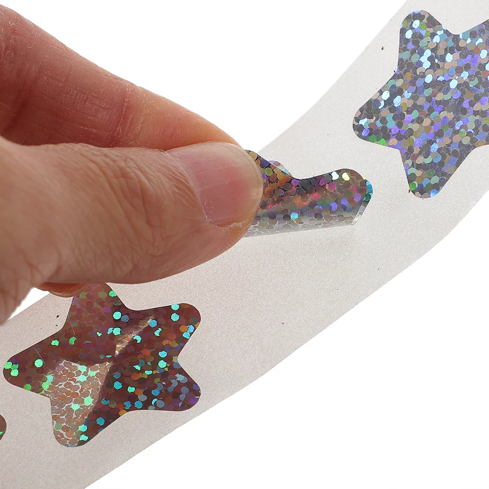 

2 Rolls Five-Pointed Star Stickers Glitter Self Adhesive Reward Labels for Kids Classroom Teacher Supplies Star Paper
