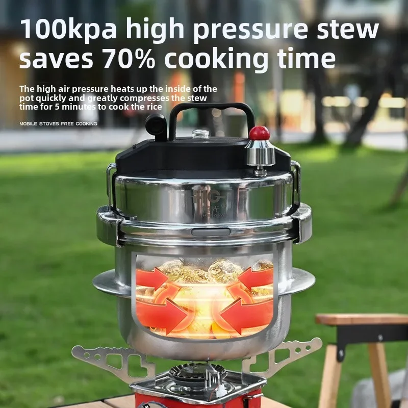 0.8/1.2L Portable Pressure Cooking Pot Stainless Steel Mini outdoor Camping pressure cooker safe explosion-proof Cooking Pot