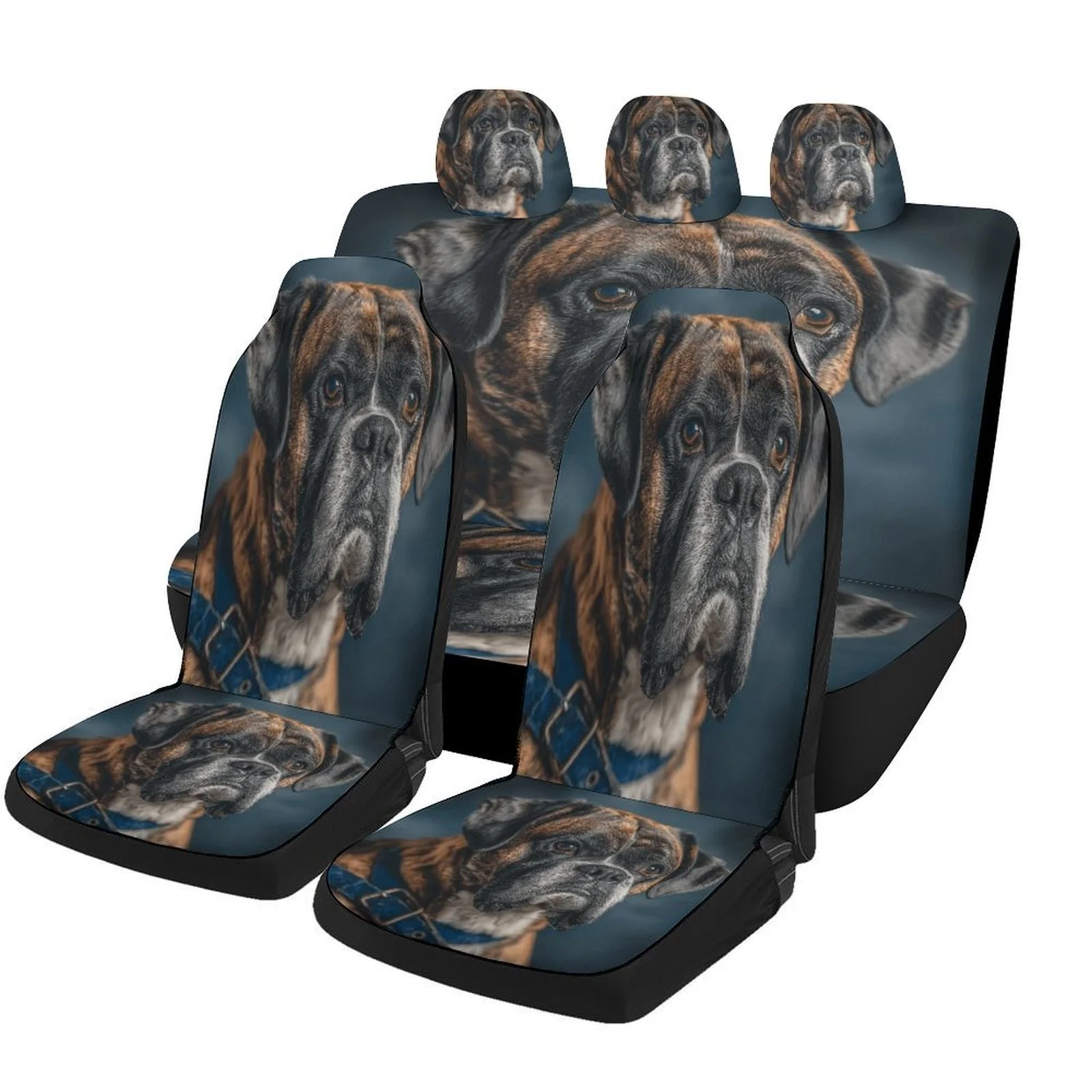 

Boxer Dog Portrait Themed Car Seat Cover Set For Most Cars, Fashionable Novelty Car Seat Protector Covers Full Set, Universal Ca