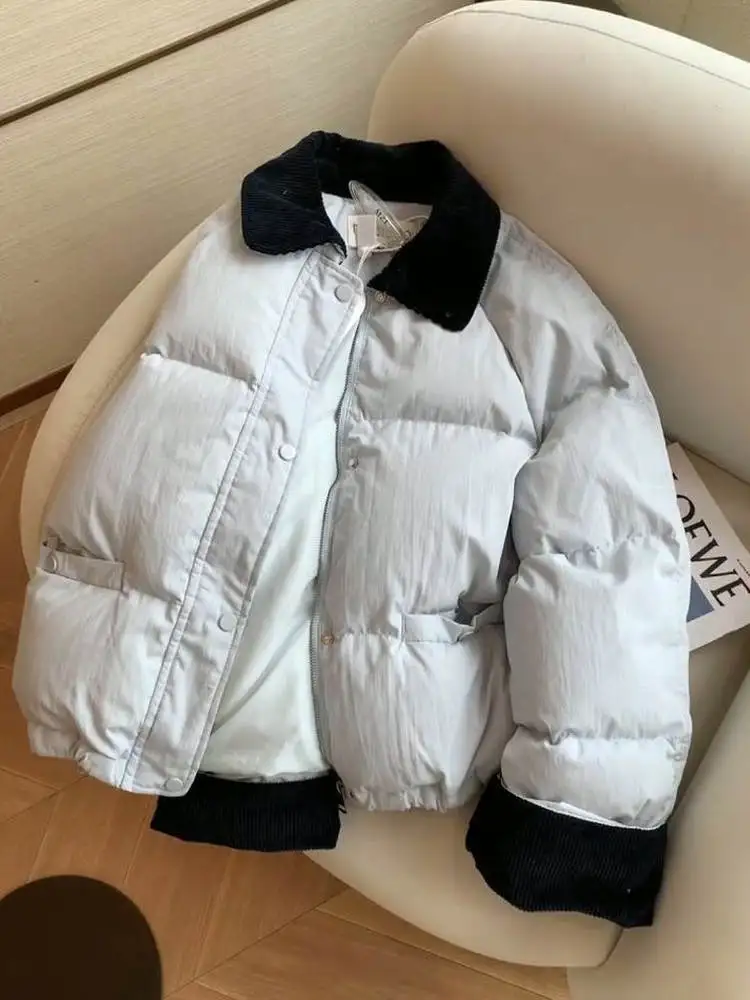 

Korean Sle Unique Super Cute Stand Collar Thiened Bread Sle Jaet Women's Winter Warm ort Cotton down Outerwear