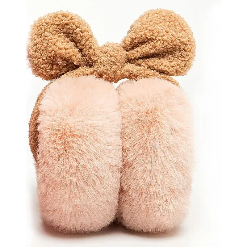 Cute Faux Rabbit Fur Bowknot Warm Plush Earmuff Baby Child Ear Muffs Earmuffs For Girls Warmers Winter