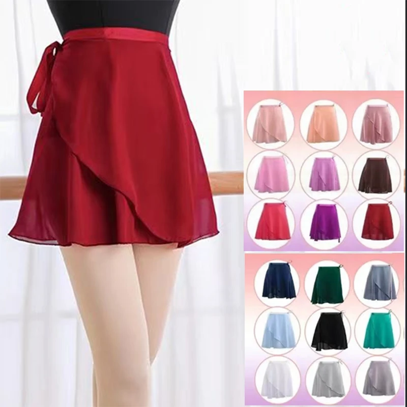 Women Ballet Skirts Lace-up Chiffon Skirts Dance Skirts Adults Girls Leotards Skirt Ballet Practice Dancing Miniskirts Tutu