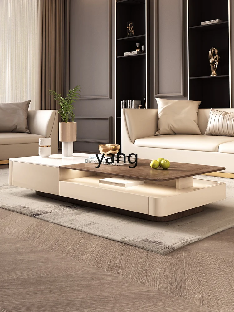 CX Minimalist Coffee Table Thickened Stone Plate Wood Grain Rectangular Living Room High Sense Coffee Table