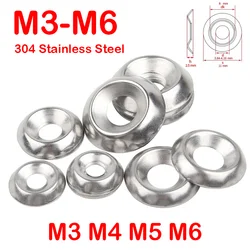 25/50/100pcs M3 M4 M5 M6 304 Stainless Steel Conical Washer Countersunk Concave-convex Washer Hollow Decorative Fisheye Washer