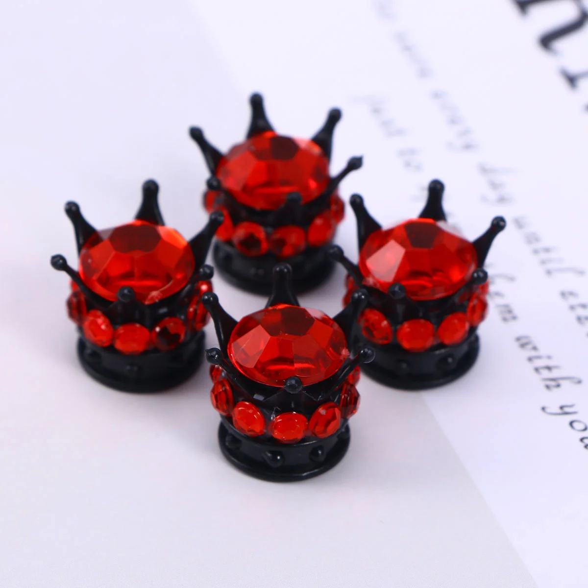 

4pcs Creative Crown Shaped Automobile Car Motorcycle Bike Tire Caps Covers (Black Red) cap car cap