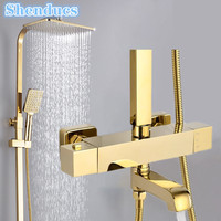 Thermostatic Bathroom Shower System Quality Brass Hot Cold Bathroom Shower Faucet Set Accessories 12 Inch Rainfall Shower Head