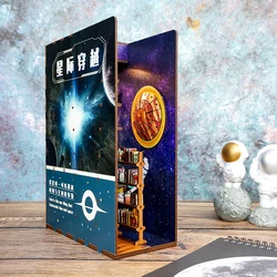 Interstellar DIY Wooden Book Nook Shelf Insert Kit Space-Themed Bookend Miniatures Bookshelves Doll House Birthday Gifts