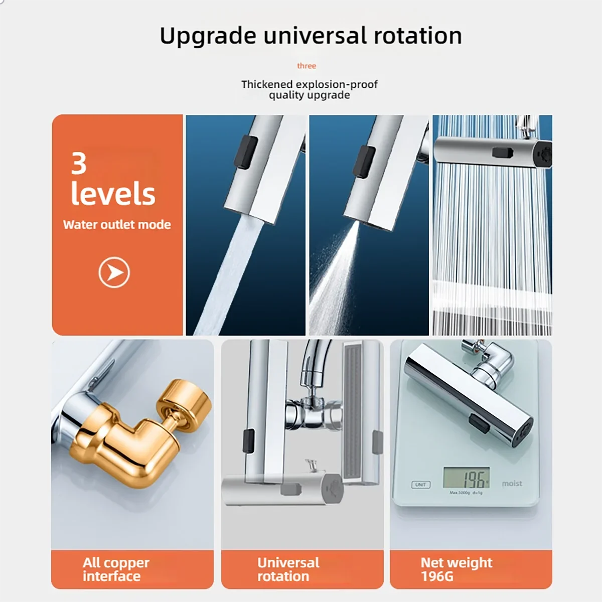 New Kitchen Waterfall Three-mode Universal Swivel Extension Faucet Splash-proof Nozzle Sink Multi-function Faucet Accessories