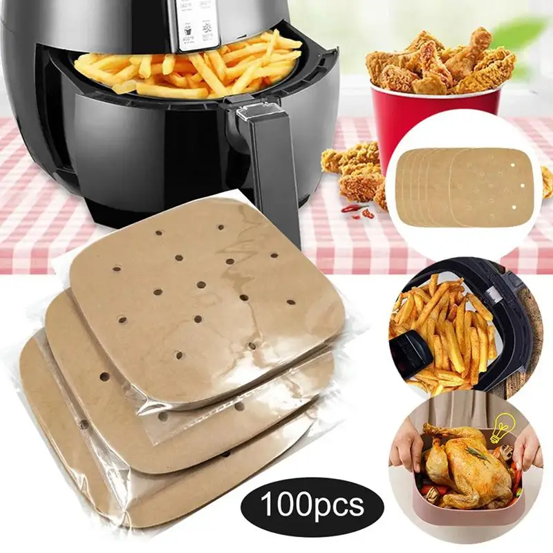 Square Air Fryer Paper Disposable Air Fryer Parchment Paper Liners Non-Stick Steamer Liners For Oven Microwave Steaming Basket