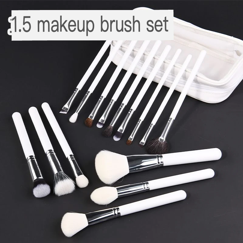 15 Animal Hair White Wool Makeup Blusher Powder Eye Shadow Foundation Make-Up Brush Full Set Of Beauty Tools