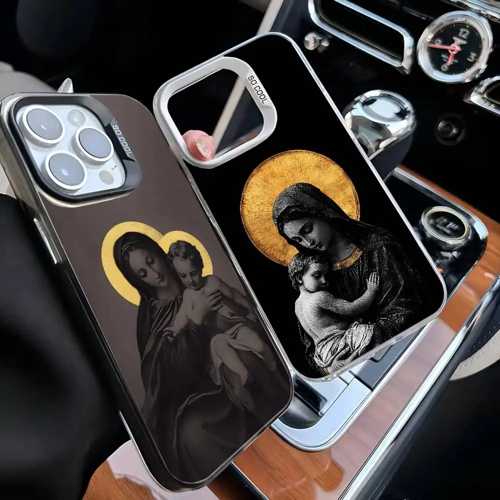 

Virgin Mary And Jesus Phone Case For iPhone 16,15,14,13,12,11,Mini,Pro,MAX White Matte Shockproof Cover