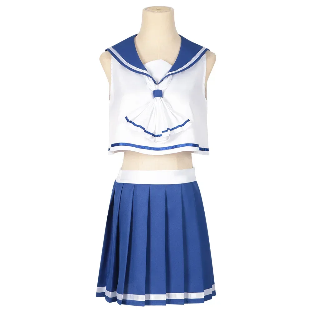 Ruby New Cosplay Costume Girls Clothes Ruby Cloth Wig School Blue JK Uniform No-Sleeves Shirt Skirts Student's Summer Outfit