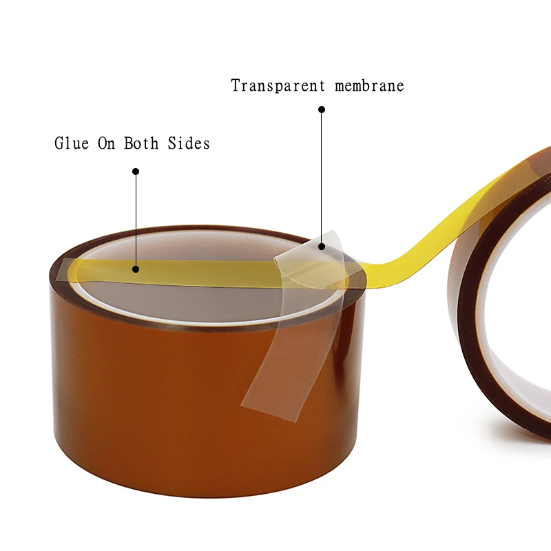 Resistente ao calor fita dupla face Kapton, fita adesiva de poliimida, alta temperatura, 10m por rolo, 0.1mm espessura