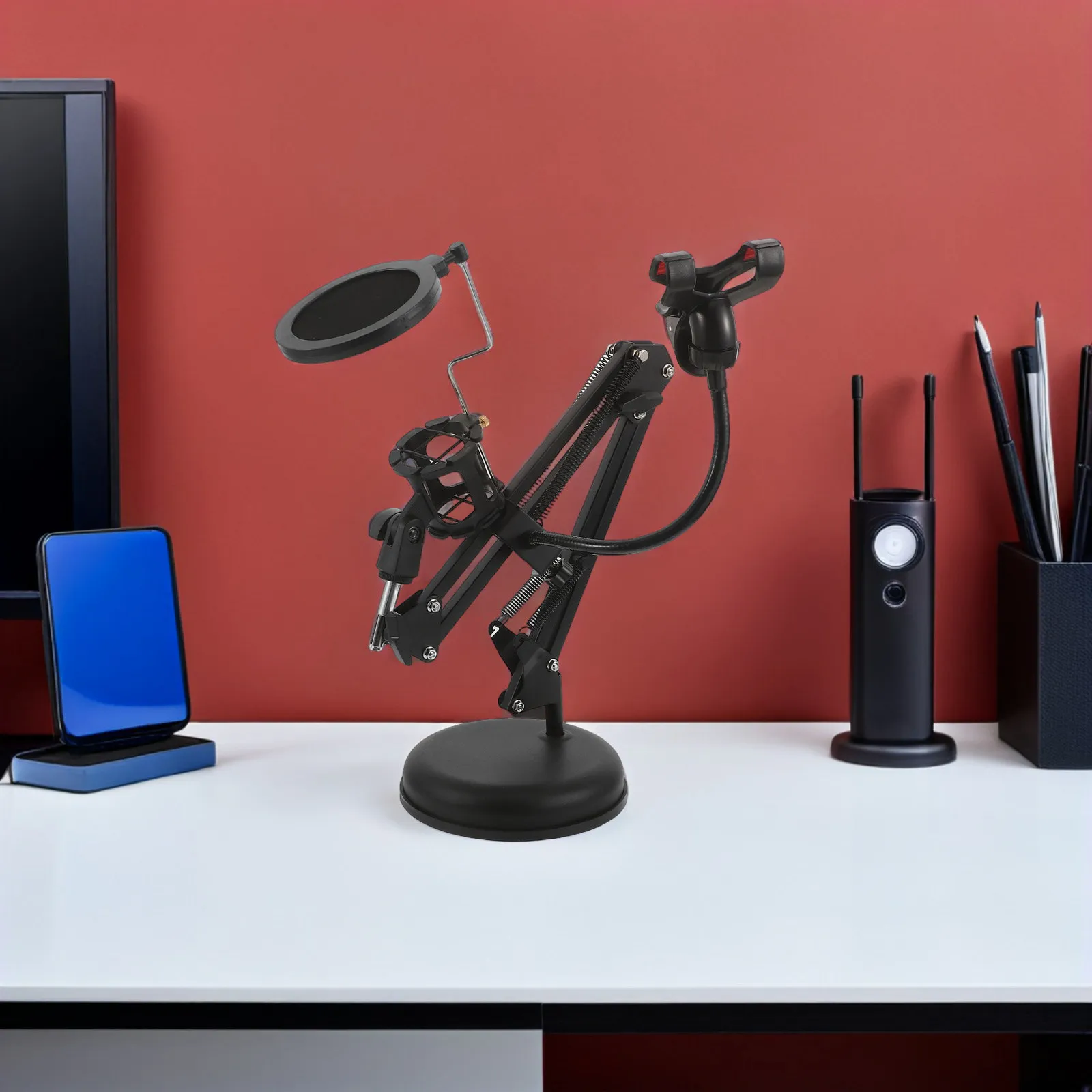 Adjustable Microphone Arm Stand Desktop Bracket Phone Holder Clip Pop Filter Suspension Boom Arm Recording Studio Broadcast Live