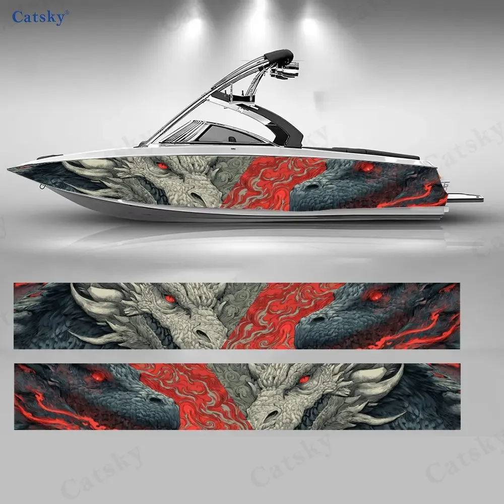 Fierc Colorful Dragon Flame Trend Dangerous Boat Sticker Vinyl Ship Pontoon Deck Boat Fishing Decorative Pontoon Boats Decal