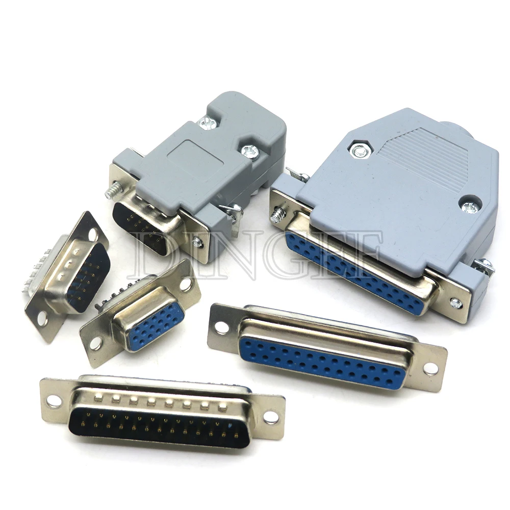 5PCS DB9 DB15 DB25 DB37 Adapter Connector Serial COM Plug Connectors Hole pin Female Port Socket Plastic Case