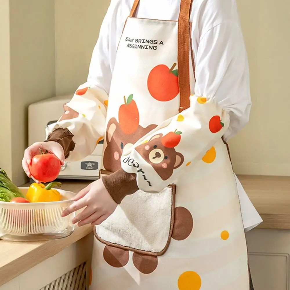 Waterproof Oil Resistant Kitchen Aprons Vest Style Multipurpose Wipeable Hands Apron with Removable Hand Towel Anti Dirty