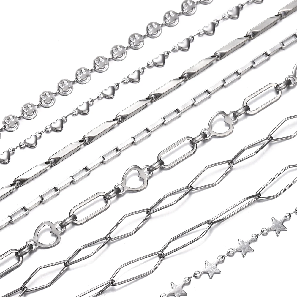 1Meter No Fade Multi Styles Stainless Steel Star Thick Cable Curb Chains for DIY Necklace Bracelet Jewelry Making Accessories view 2