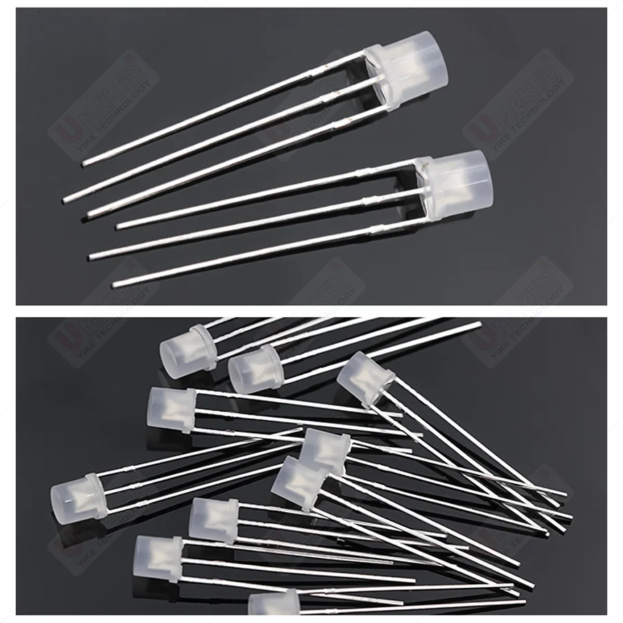 1000pcs  3/5mm 3Pin flat top LED Common Cathode/ Anode Tri-Color Emitting Diodes  RGB Foggy/Transparent Highlight for arduino