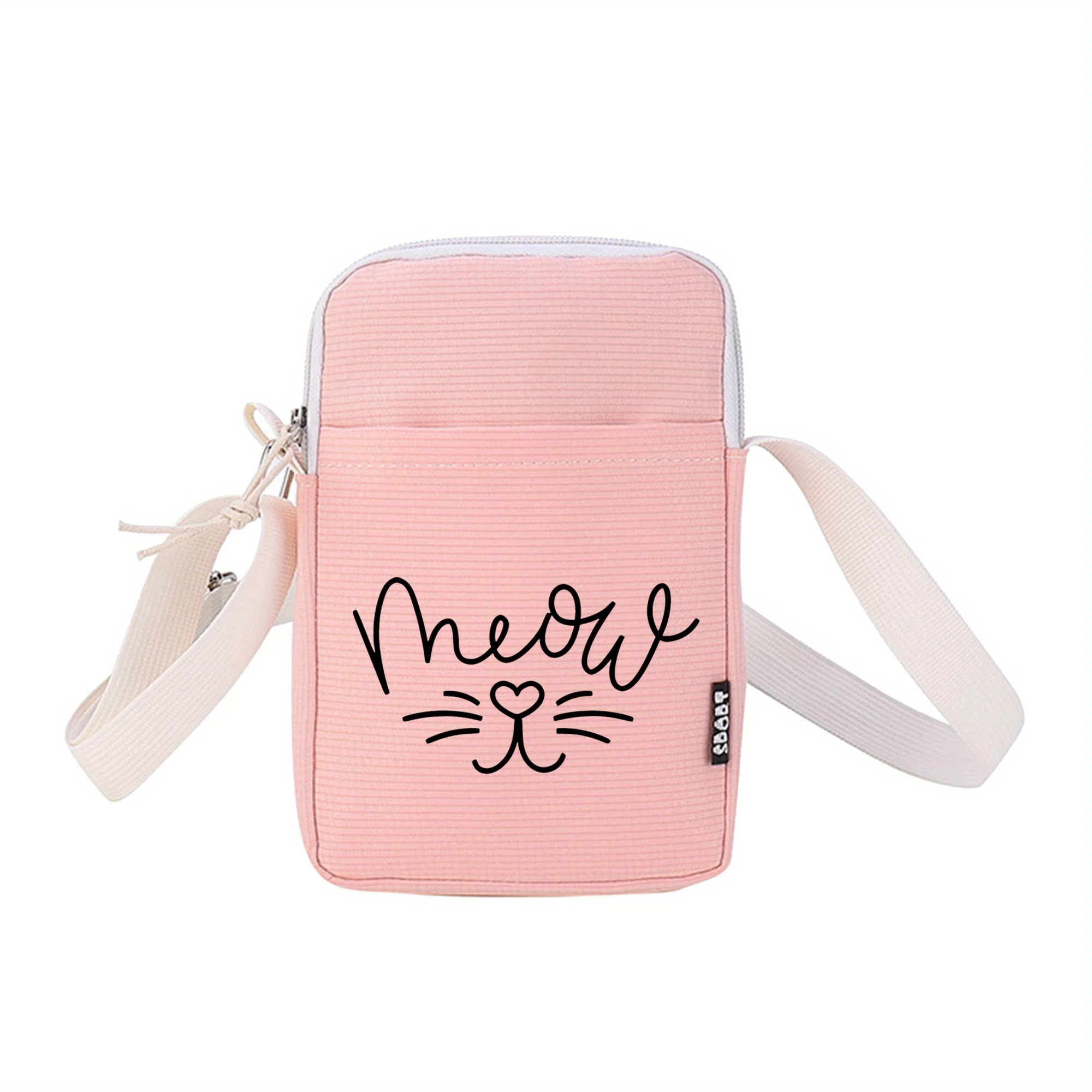 Сумка для мобильного телефона с милым котом, повседневная нейлоновая сумка на молнии на плечо