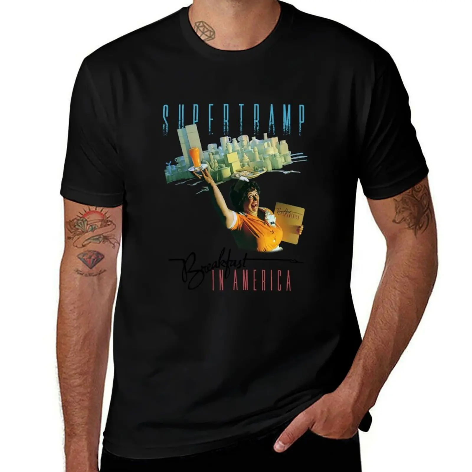 Súpértrámp BREAKFAST IN AMERICA 1979 NEW T-Shirt Daily Work Short Sleeve Top T-Shirt